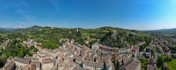 Drone view at the historical village of Brisighella in Italy