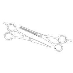 Scissors drawing. The illustration is linear. Barber tools.