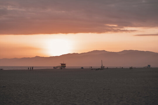 Venice Beach in Los Angeles bei Sonnenuntergang