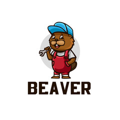 Beaver Mechanic Cartoon Mascot Logo © Issar