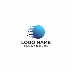 elegant global technology logo vector