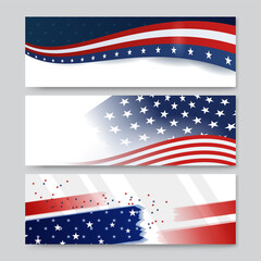4th July Independence Day of United States America celebration banner background with American flag. Vector illustration. Designed for flyers, template, ads, posters, social media and decorations.