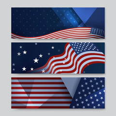 4th July Independence Day of United States America celebration banner background with American flag. Vector illustration. Designed for flyers, template, ads, posters, social media and decorations.