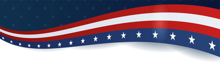 4th July Independence Day of United States America celebration banner background with American flag. Vector illustration. Designed for flyers, template, ads, posters, social media and decorations.