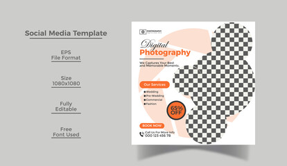 Digital photography service social media and Instagram post design template