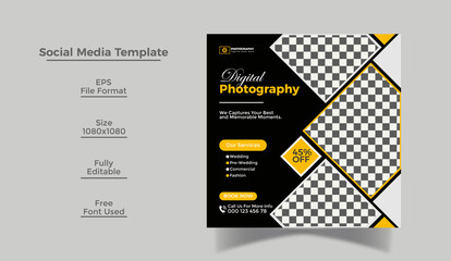 Digital photography service social media and Instagram post design template
