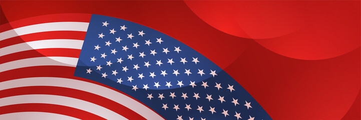 4th July Independence Day of United States America celebration banner background with American flag. Vector illustration. Designed for flyers, template, ads, posters, social media and decorations.