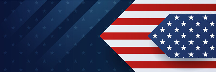 4th July Independence Day of United States America celebration banner background with American flag. Vector illustration. Designed for flyers, template, ads, posters, social media and decorations.