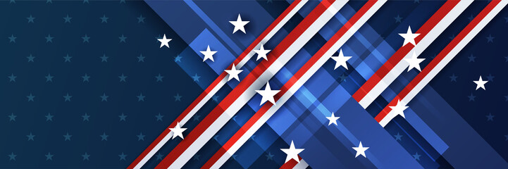 4th July Independence Day of United States America celebration banner background with American flag. Vector illustration. Designed for flyers, template, ads, posters, social media and decorations.