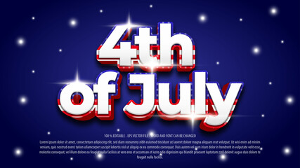 4th of july 3d style editable text effect