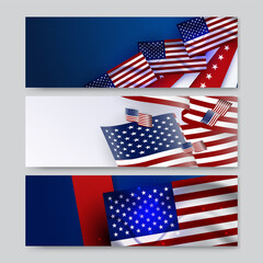 4th July Independence Day of United States America celebration banner background with American flag. Vector illustration. Designed for flyers, template, ads, posters, social media and decorations.