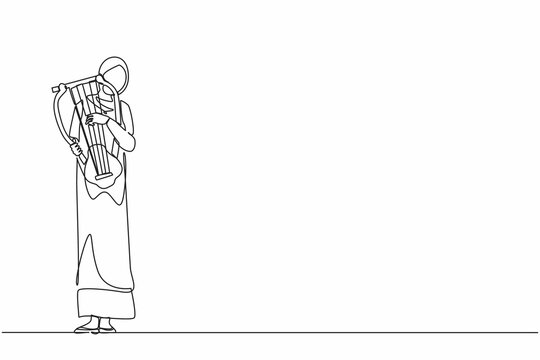 woman playing harp, single line art clip art preview