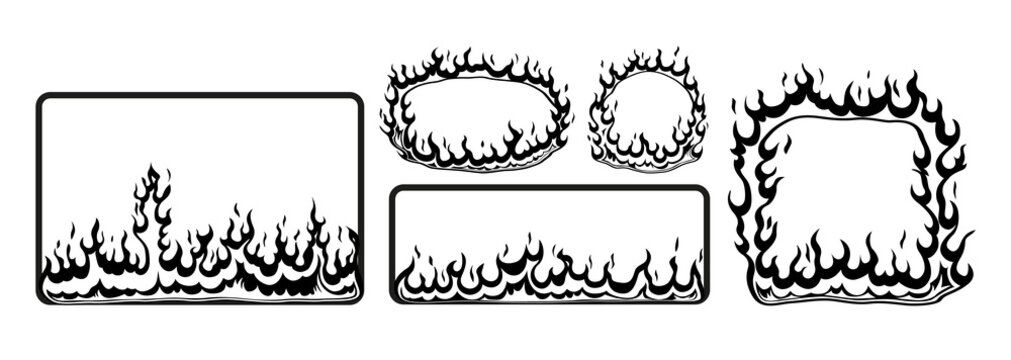 black and white fire border clip art