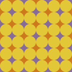 Yellow circles retro ornament pattern