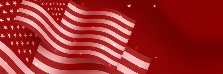 Obraz premium Happy 4th of July Independence day with USA red banner background. Universal America banner. Memorial day in the united states - remember and honor banner background vector illustration