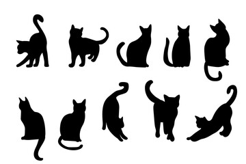 Black silhouette cat, great design for any purposes logo, print, decorative sticker