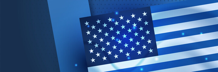 Happy 4th of July Independence day with USA blue banner background. Universal America banner. Memorial day in the united states - remember and honor banner background vector illustration