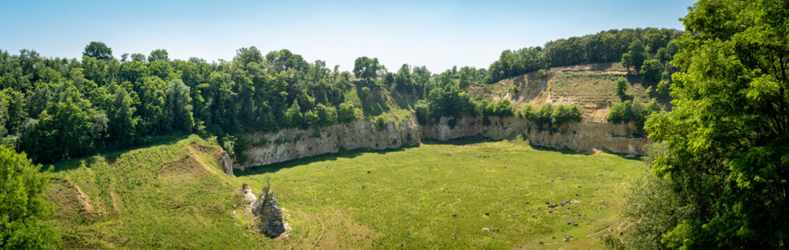 Panoramatic view of the former marl quarry in Meerssen, Province Limburg, known locally as Curfsgroeve