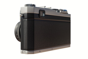 retro film camera. 3D illustration of a camera on a white background.