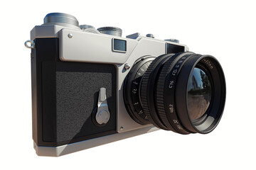 Fototapeta premium retro film camera. 3D illustration of a camera on a white background.