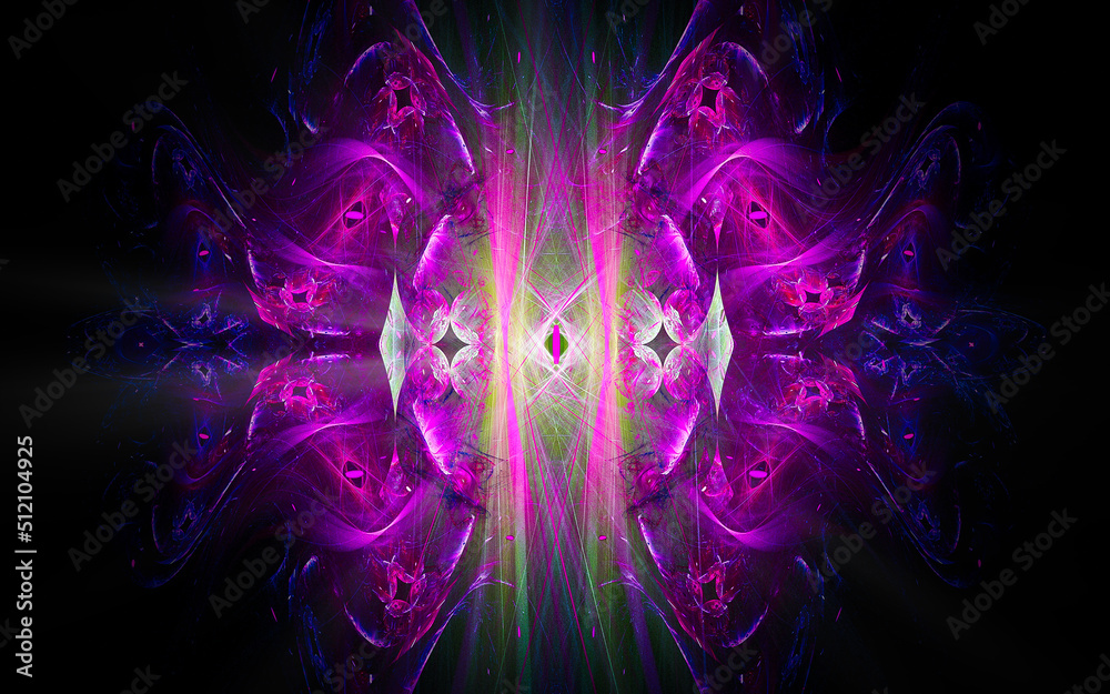 Fototapete digital illustration abstract image generated fractal background image wallpaper pattern of various geometric shapes and lines of various colors for computer graphics or web design
