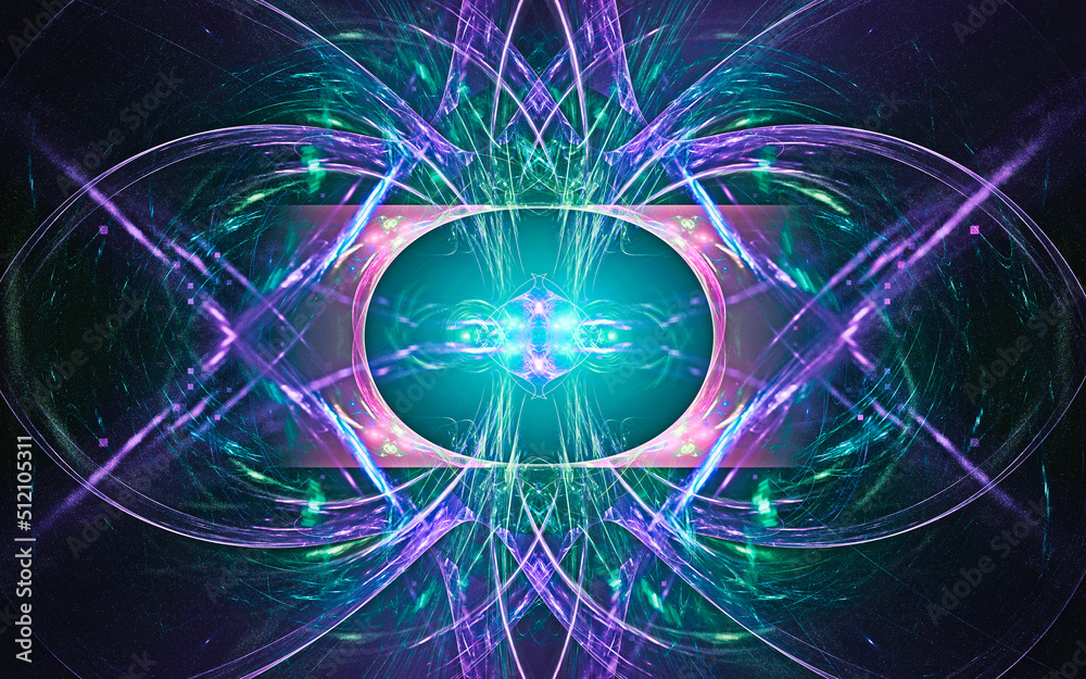 Fototapete digital illustration abstract image generated fractal background image wallpaper pattern of various geometric shapes and lines of various colors for computer graphics or web design