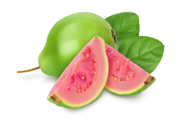 Guava fruit isolated on white background with full depth of field