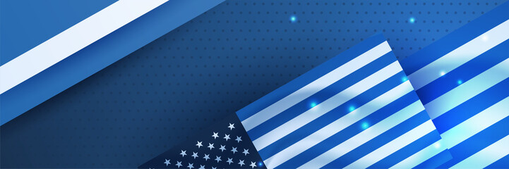 Happy 4th of July Independence day with USA blue banner background. Universal America banner. Memorial day in the united states - remember and honor banner background vector illustration