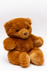 Brown teddy bear on a white background, isolate.