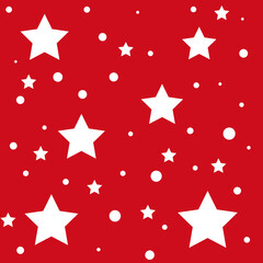 Vector seamless pattern with white stars on red background. Good for wrapping paper texture, posters, winter greeting cards, fashion print texture design.