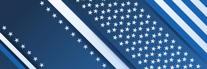 Happy 4th of July Independence day with USA blue banner background. Universal America banner. Memorial day in the united states - remember and honor banner background vector illustration