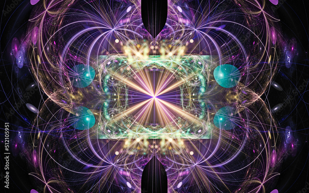 Aufkleber digital illustration abstract image generated fractal background image wallpaper pattern of various geometric shapes and lines of various colors for computer graphics or web design