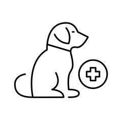 Pet care veterinary clinic. Puppy and a hospital symbol. Pixel perfect, editable stroke line icon