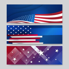 Fototapeta na wymiar 4th July Independence Day of United States America celebration banner background with American flag. Vector illustration. Designed for flyers, template, ads, posters, social media and decorations.