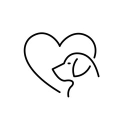 Dog love. Pet care icon. Pixel perfect, editable stroke line