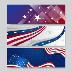 4th July Independence Day of United States America celebration banner background with American flag. Vector illustration. Designed for flyers, template, ads, posters, social media and decorations.