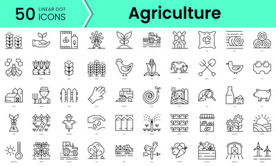 agriculture Icons bundle. Linear dot style Icons. Vector illustration - obrazy, fototapety, plakaty