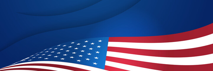 Fototapeta na wymiar 4th July Independence Day of United States America celebration banner background with American flag. Vector illustration. Designed for flyers, template, ads, posters, social media and decorations.
