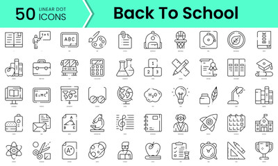 Fototapeta na wymiar back to school Icons bundle. Linear dot style Icons. Vector illustration