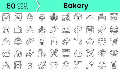 Obraz na płótnie Canvas bakery Icons bundle. Linear dot style Icons. Vector illustration