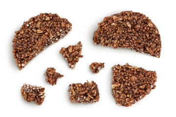 amaranth cookies with carob isolated on white background. Healthy food. Top view. Flat lay