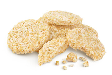 coconut cookies with white flax seeds and honey isolated on white background with full depth of field. Healthy food