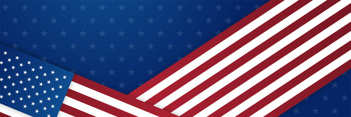 4th July Independence Day of United States America celebration banner background with American flag. Vector illustration. Designed for flyers, template, ads, posters, social media and decorations.