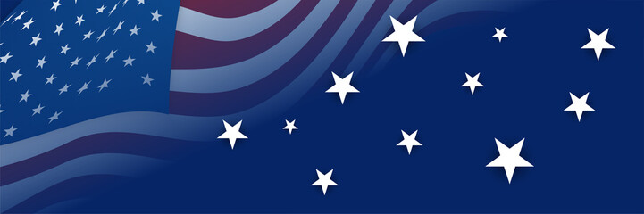 4th July Independence Day of United States America celebration banner background with American flag. Vector illustration. Designed for flyers, template, ads, posters, social media and decorations.