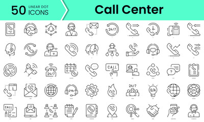 call center Icons bundle. Linear dot style Icons. Vector illustration