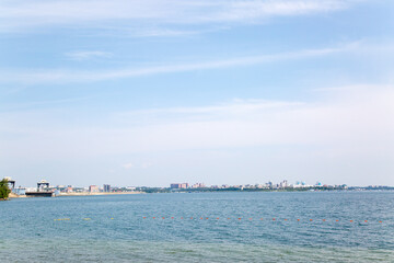 The city of Irkutsk on the banks Angara River, a hot summer day.