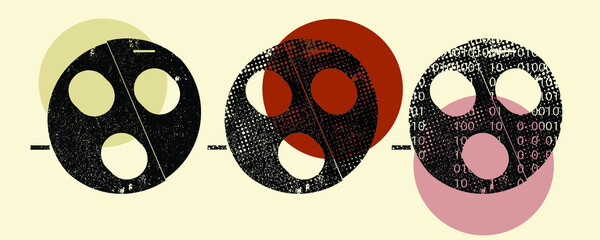 Glitch distorted geometric shape . Blurred emoji .Minimal art design . Noise destroyed emoticon logo . Trendy defect error shapes . Glitched frame .Broken effect .vector 