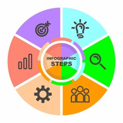 Creative infographic design template 6 steps