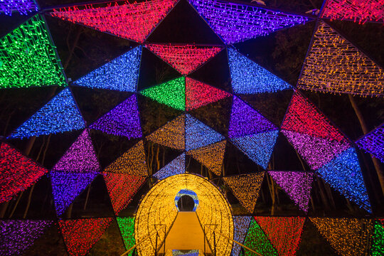 Prachinburi,Thailand-January11,2018:Attractive light dome and tunnel at Dasada Gallery
