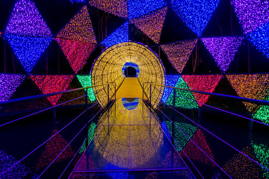 Prachinburi,Thailand-January11,2018:Attractive light dome and tunnel at Dasada Gallery
